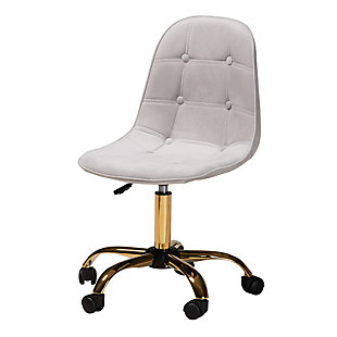 Baxton Studio Kabira Swivel Office chair, Gray/Gold, large