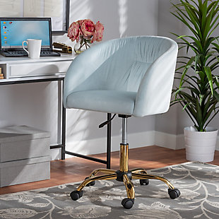 Baxton Studio Ravenna Swivel Office Chair, Aqua/Gold, rollover