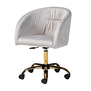 Baxton Studio Ravenna Swivel Office Chair, Gray/Gold, large