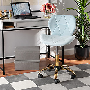 Baxton Studio Savara Swivel Office Chair, Aqua/Gold, rollover