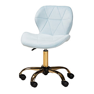 Baxton Studio Savara Swivel Office Chair, Aqua/Gold, large