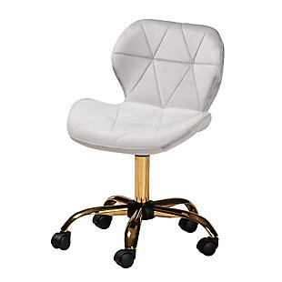 Baxton Studio Savara Swivel Office Chair, Gray/Gold, large