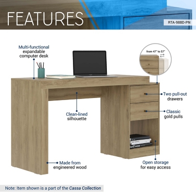 Techni Mobili Functional L-Shaped Computer Desk with Storage