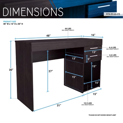 Techni Mobili Complete Workstation Computer Desk with Storage, Espresso