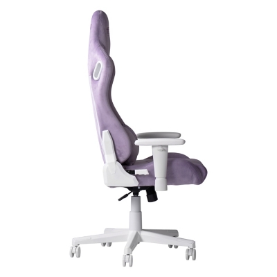 Rear/side view of purple Techni Sport gaming chair with side controls