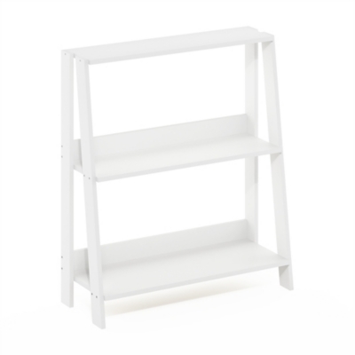 Furinno 27" Ladder Bookcase, White, large