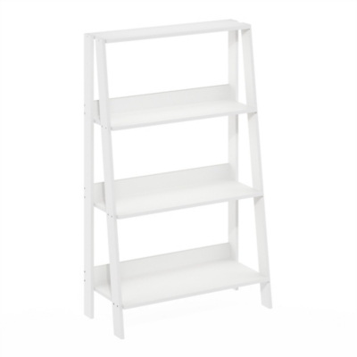 Furinno 38" Ladder Bookcase, White, large