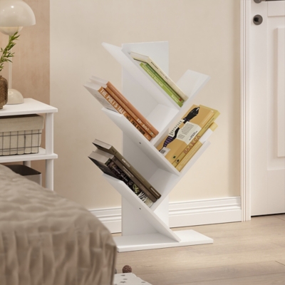 Furinno 30" Tree Bookshelf, White, rollover