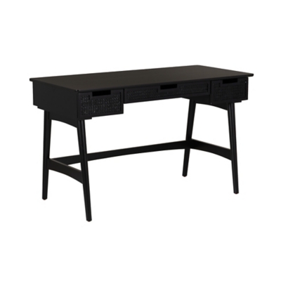 Linon Cadman Rattan Desk, Black, large
