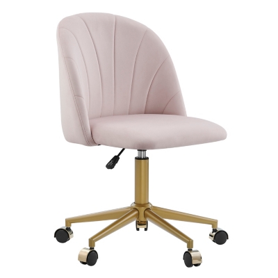 Linon Belle Home Office Desk Chair, Blush Pink, grid