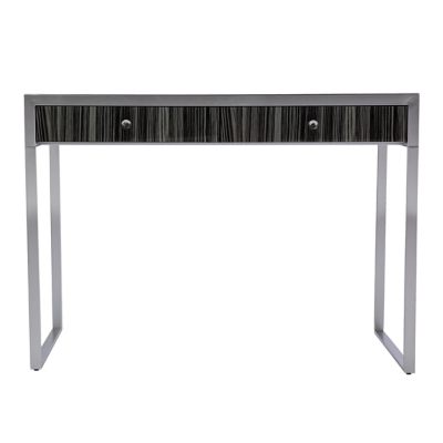 Desk shown from front-right angle with two-drawer console