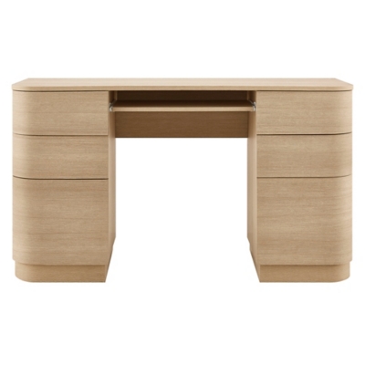 Modway Mirae 55" Home Office Desk, Brushed Light Oak, grid