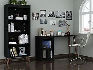 Hampton Desk and Bookcase Set, Black, rollover