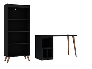 Hampton Desk and Bookcase Set, Black, large