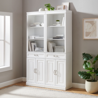 Crosley Furniture Stanton 2-Piece Storage Bookcase Set, White