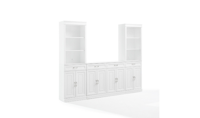 Crosley Furniture Stanton 3-Piece Sideboard And Storage Bookcase Set