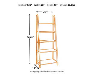 Inspired by the classic library ladder—but sporting a contemporary A-line profile—this 5-tier etagere merges the best of then and now. Display photos, keepsakes, books and more on this highly versatile piece with staggered shelving and a rich dark teak finish.Made of wood | Dark teak finish | 5 staggered shelves | Assembly required