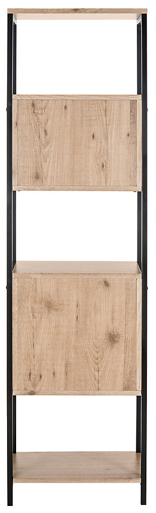 This mid-century inspired etagere brings a retro-modern blend of open and closed storage space with endless possibilities. Whether you use it in the living room or dining room, home office or kitchen, you’re sure to find the cupboard space, drawers and display shelves plenty practical.Made of engineered wood and iron | Oak and black finishes | Single cupboard | 3 smooth-gliding drawers | Assembly required