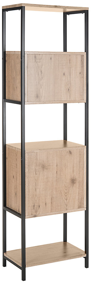 This mid-century inspired etagere brings a retro-modern blend of open and closed storage space with endless possibilities. Whether you use it in the living room or dining room, home office or kitchen, you’re sure to find the cupboard space, drawers and display shelves plenty practical.Made of engineered wood and iron | Oak and black finishes | Single cupboard | 3 smooth-gliding drawers | Assembly required