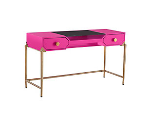 TOV Furniture Bajo Pink Lacquer Desk, Pink, large