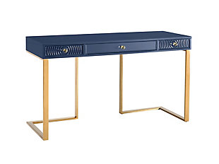 TOV Furniture Janie Blue Lacquer Desk, Blue, large