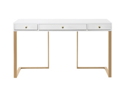 TOV Furniture Janie White Lacquer Desk, White, large