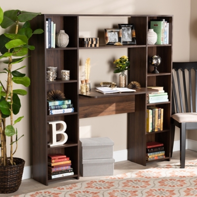 Baxton Studio Ezra Storage Computer Desk with Shelves Ashley