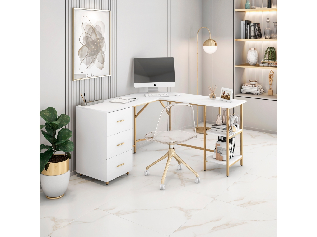 Corner desk gold discount