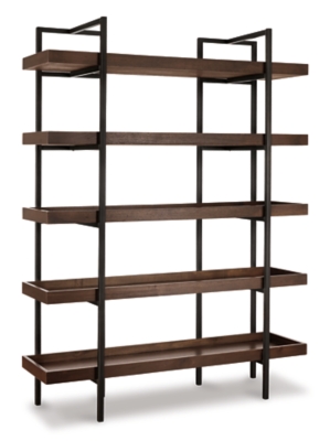 If you’re a fan of urban industrial design, it’s easy to see why the Starmore bookcase is a bestseller. The metal frame is sleek, sculptural and ultra modern. Beautified with an oiled walnut-tone finish, five gallery shelves stack up to great form and function.Shelves made with wood, acacia veneers and engineered wood | Metal frame with bronze-tone finish | 5 fixed shelves | Excluded from promotional discounts and coupons | Estimated Assembly Time: 30 Minutes