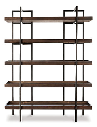 If you’re a fan of urban industrial design, it’s easy to see why the Starmore bookcase is a bestseller. The blackened gunmetal frame is sleek, sculptural and ultra modern. Beautified with an oiled walnut-tone finish, five gallery shelves stack up to great form and function.Made of acacia veneers, wood and engineered wood | Metal frame with blackened gunmetal finish | 5 fixed shelves | Excluded from promotional discounts and coupons | Estimated Assembly Time: 30 Minutes