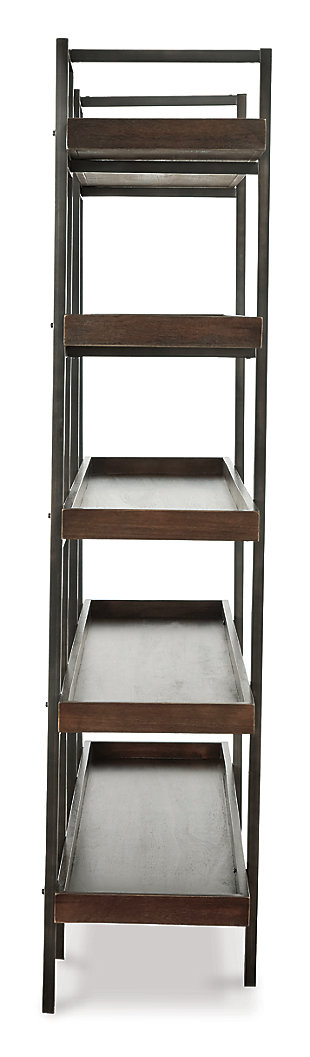 If you’re a fan of urban industrial design, it’s easy to see why the Starmore bookcase is a bestseller. The blackened gunmetal frame is sleek, sculptural and ultra modern. Beautified with an oiled walnut-tone finish, five gallery shelves stack up to great form and function.Made of acacia veneers, wood and engineered wood | Metal frame with blackened gunmetal finish | 5 fixed shelves | Excluded from promotional discounts and coupons | Estimated Assembly Time: 30 Minutes