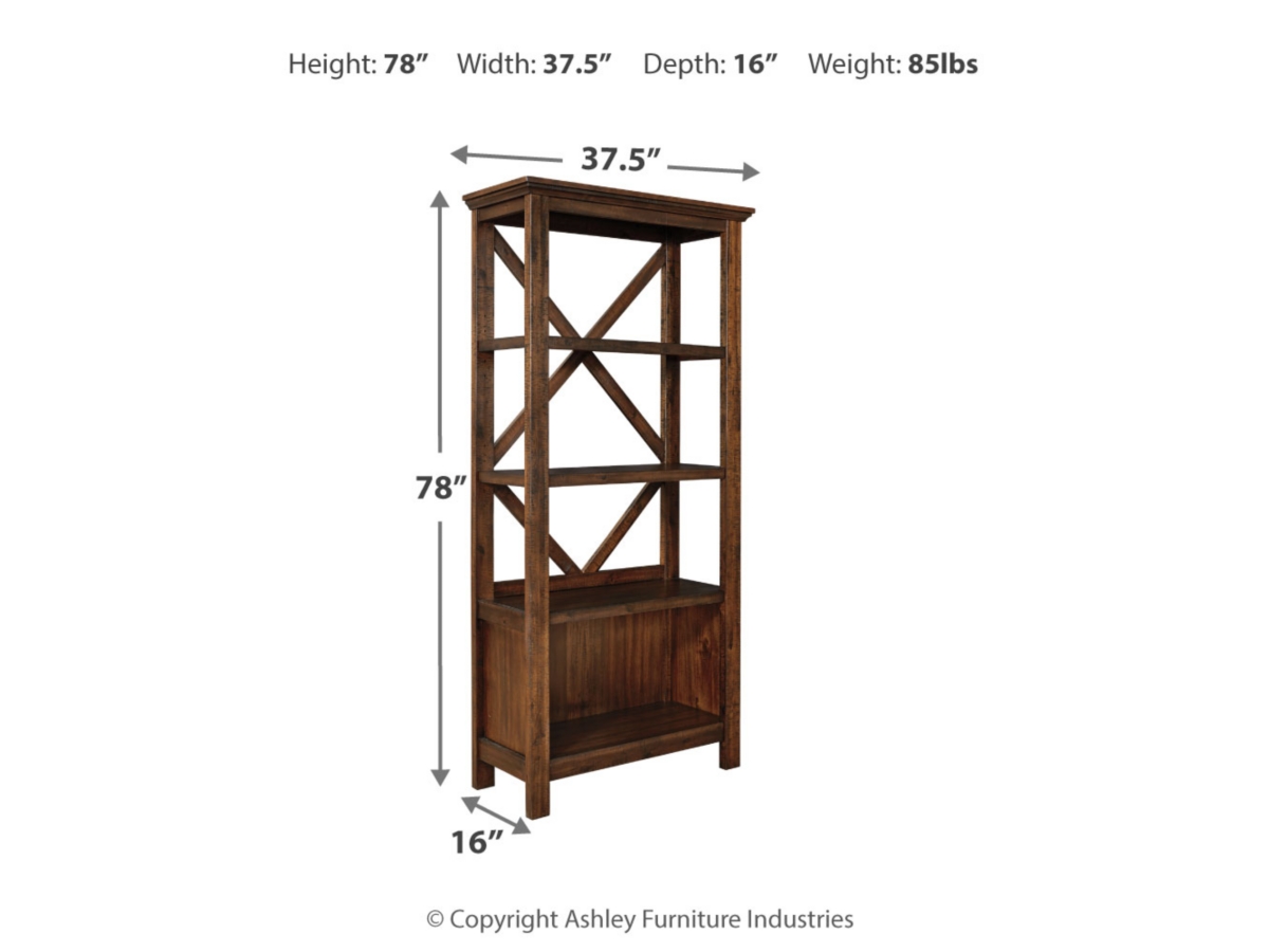 Baldridge Large Bookcase - Rustic Brown