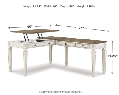 Realyn White Home Office Lift Top Desk