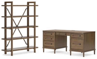 APGH769-21-2P Roanhowe Home Office Desk and Storage, Brown sku APGH769-21-2P