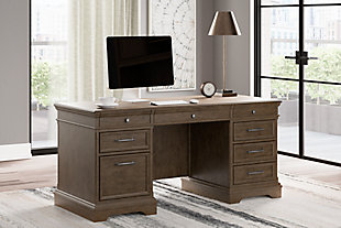 Janismore Home Office Desk, Weathered Gray, rollover