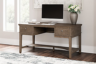 Janismore Home Office Storage Leg Desk, Weathered Gray, rollover