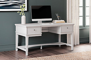 Kanwyn Home Office Storage Leg Desk, Whitewash, rollover