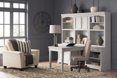 Janismore Weathered Gray Desk With 2 Bookcase Wall Units