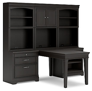 Beckincreek Home Office Bookcase Desk, Black, large