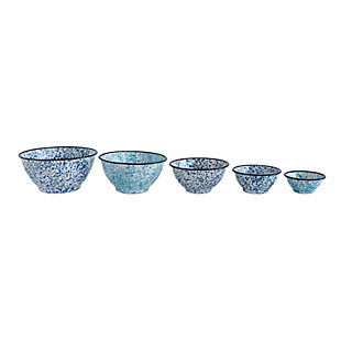 Enameled Bowls, Blue Splatterware, Set Of 5, , large