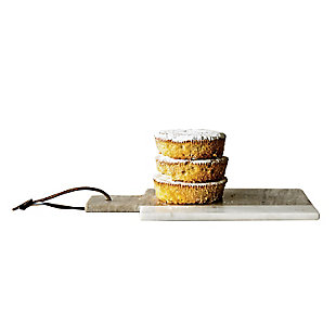 12"l X 6"w Marble Cheese/cutting Board With Leather Tie, Gray And White, , large