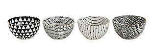 White And Black Bowls With Varying Designs (set Of 4 Designs), , rollover