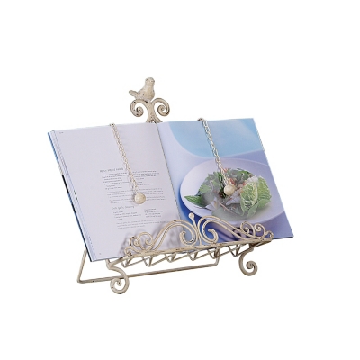 Creative Co-Op 15"h Metal Book Holder With Bird, Cream, , rollover