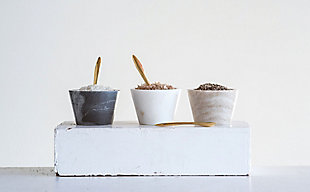 Creative Co-Op Blue, White And Brown Marble Pinch Pots With Brass Spoons (set Of 3 Colors), , rollover