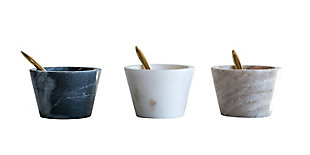 Creative Co-Op Blue, White And Brown Marble Pinch Pots With Brass Spoons (set Of 3 Colors), , large