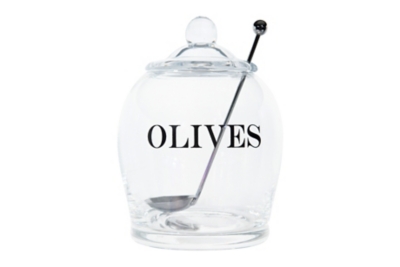 4" Round X 5-1/2"h Glass Jar With Stainless Steel Slotted Spoon, Set Of 2 "olives", , large