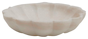 6" Round X 1-1/2"h Carved Marble Flower Shaped Dish, White, , rollover