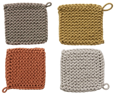 Square Cotton Crocheted Potholders/hot Pads (set Of 4 Colors), , large