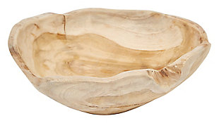 9-3/4" Round X 4"h Teak Wood Bowl (each One Will Vary), , rollover