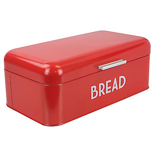 Home Accents Metal Bread Box with Lid, Red, large